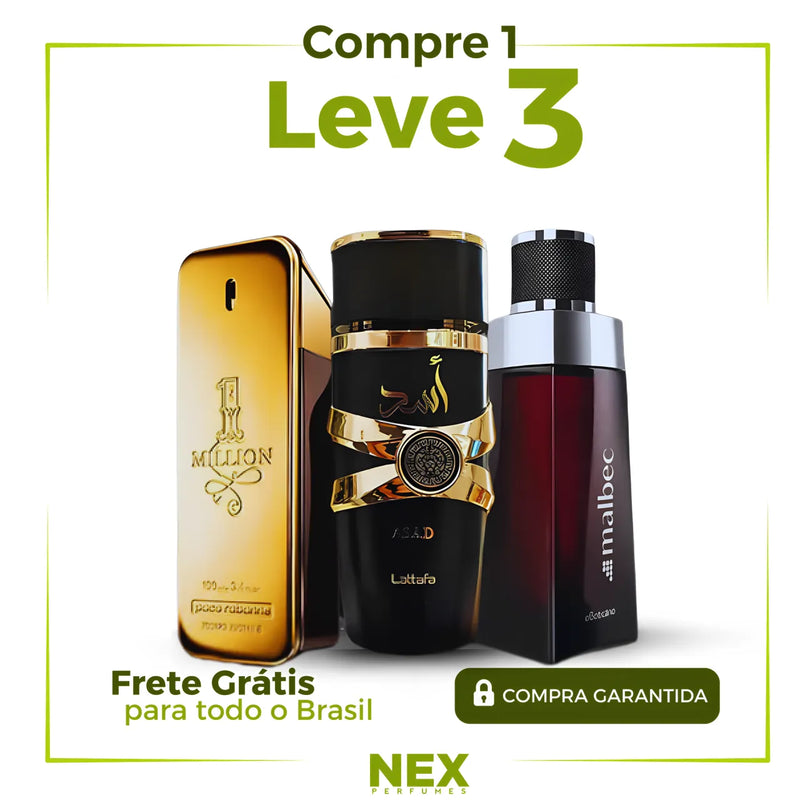 Kit 3 Perfumes  - Malbec , 1 Million e ASAD (100ml cada) - [QUEIMA DE ESTOQUE]